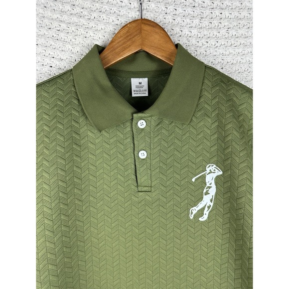 Other - Mens Golf Polo Shirt Medium Green Textured Performance Stretch Casual